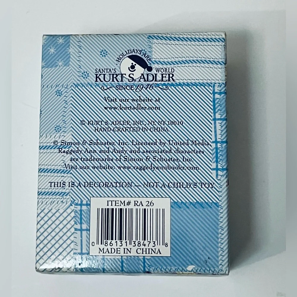 *NEW Kurt Adler Raggedy Ann Collectible Ornament